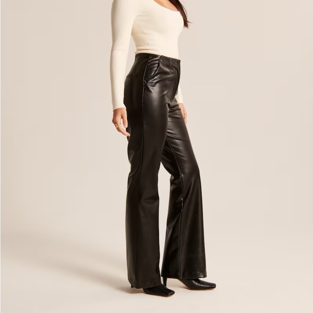 A&F faux leather flare pant NWT